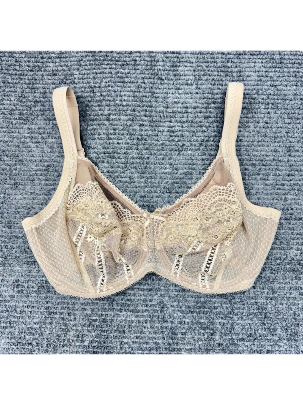 Wacoal Bra 32G Enchantment Underwire Tan Beige Nude Lace Unlined 855216